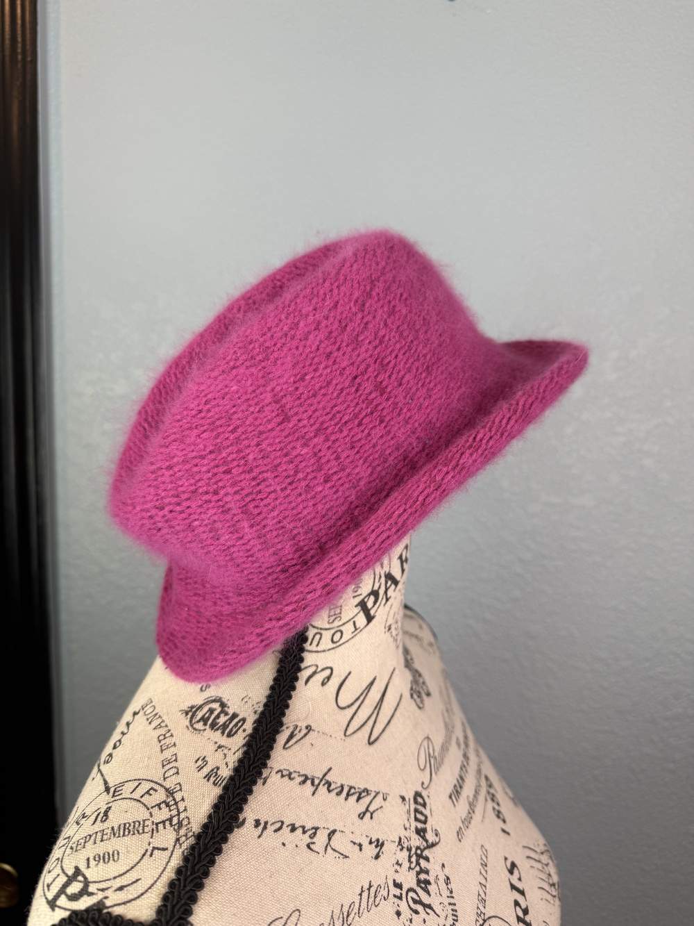 VINTAGE Jeffrey Lawrence Hat Fedora Small Womens Pink Angora Wool Italy 90s